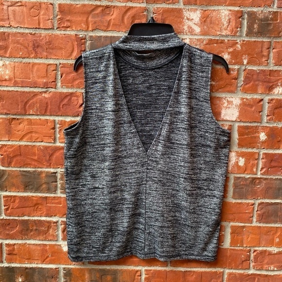 Rag & Bone Womens Large Gray Charlie Mock Neck VBack Cutout Tank Top - Picture 5 of 10